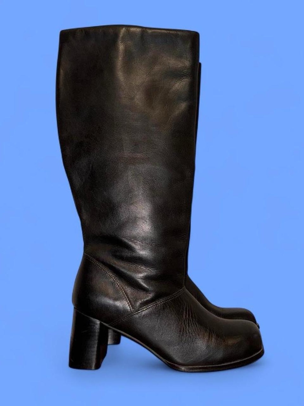 Vintage 90s Black Leather Knee-High Women's Boots